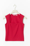 Y square neck top - Lipstick red