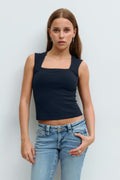Y square neck top - Navy blazer