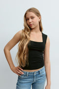 Y square neck top - Noir