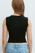 Y square neck top - Noir
