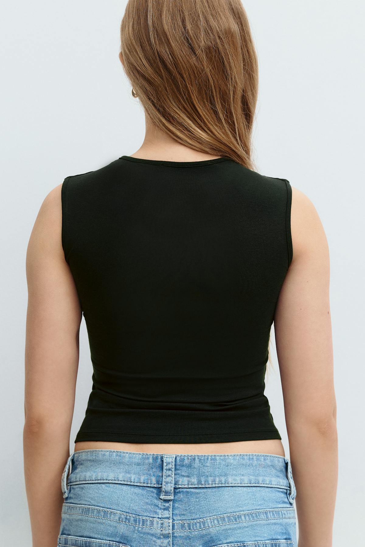 Y square neck top - Noir