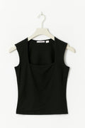 Y square neck top - Noir