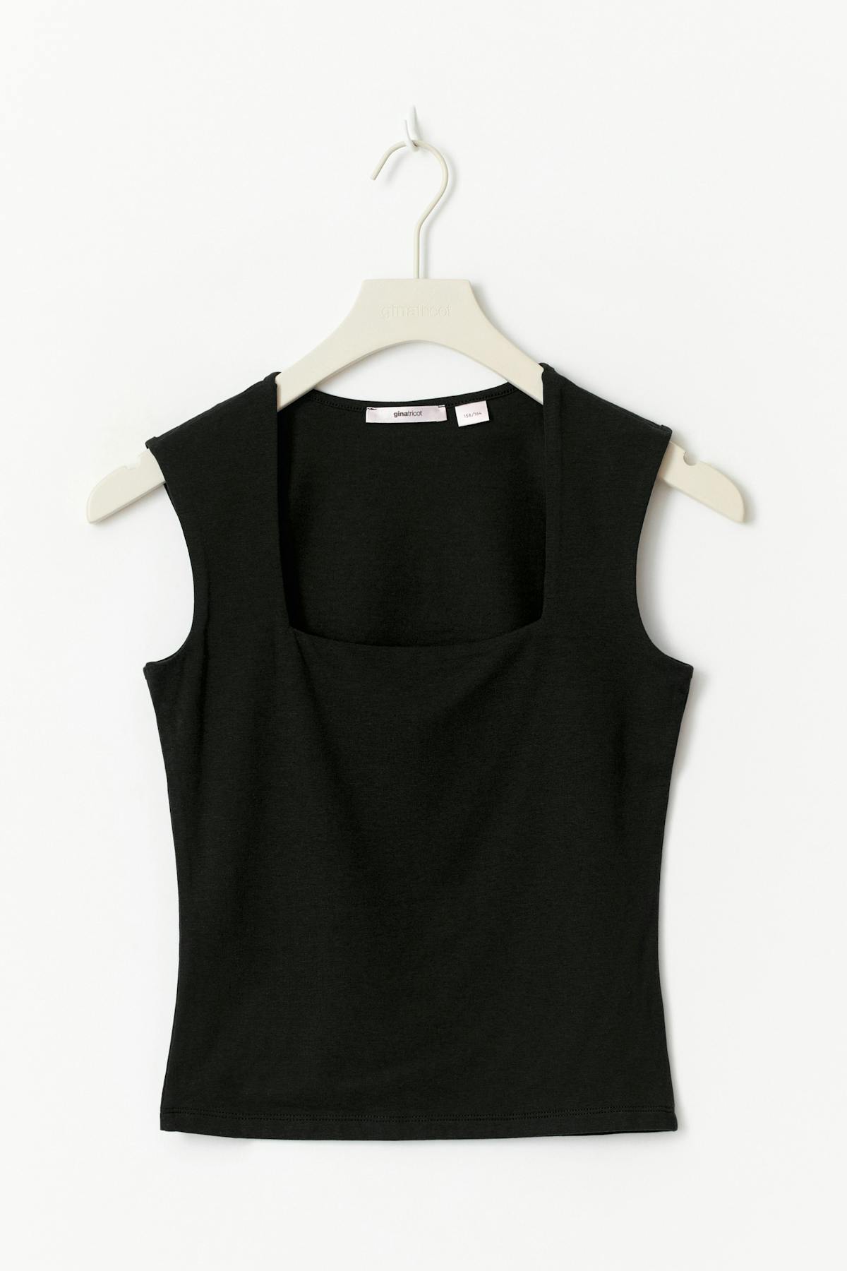 Y square neck top - Noir