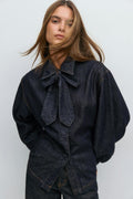 Fitted tie denim shirt - Rinse