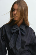 Fitted tie denim shirt - Rinse