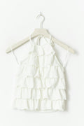 Frill halterneck top - Blanc cassé