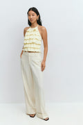 Frill halterneck top - Lemon icing