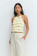 Frill halterneck top - Lemon icing