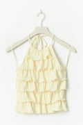 Frill halterneck top - Lemon icing