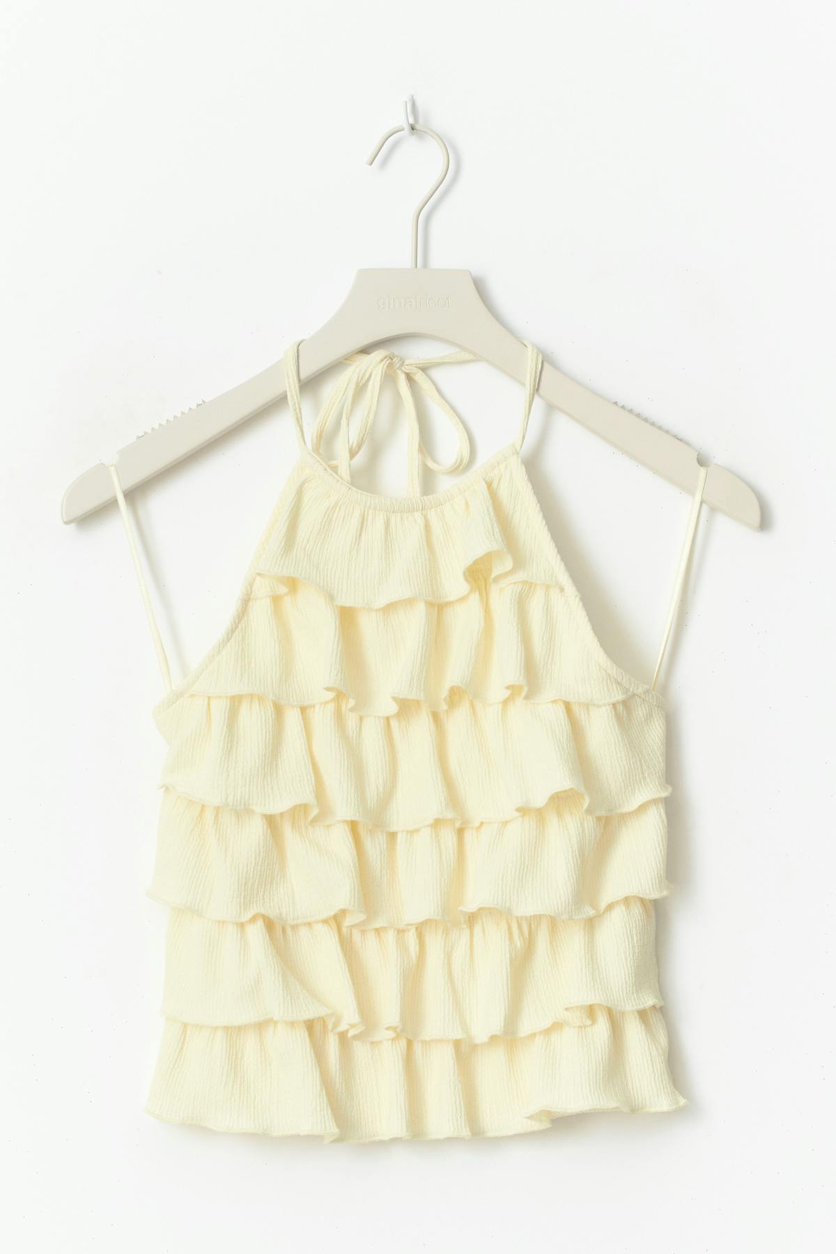 Frill halterneck top - Lemon icing