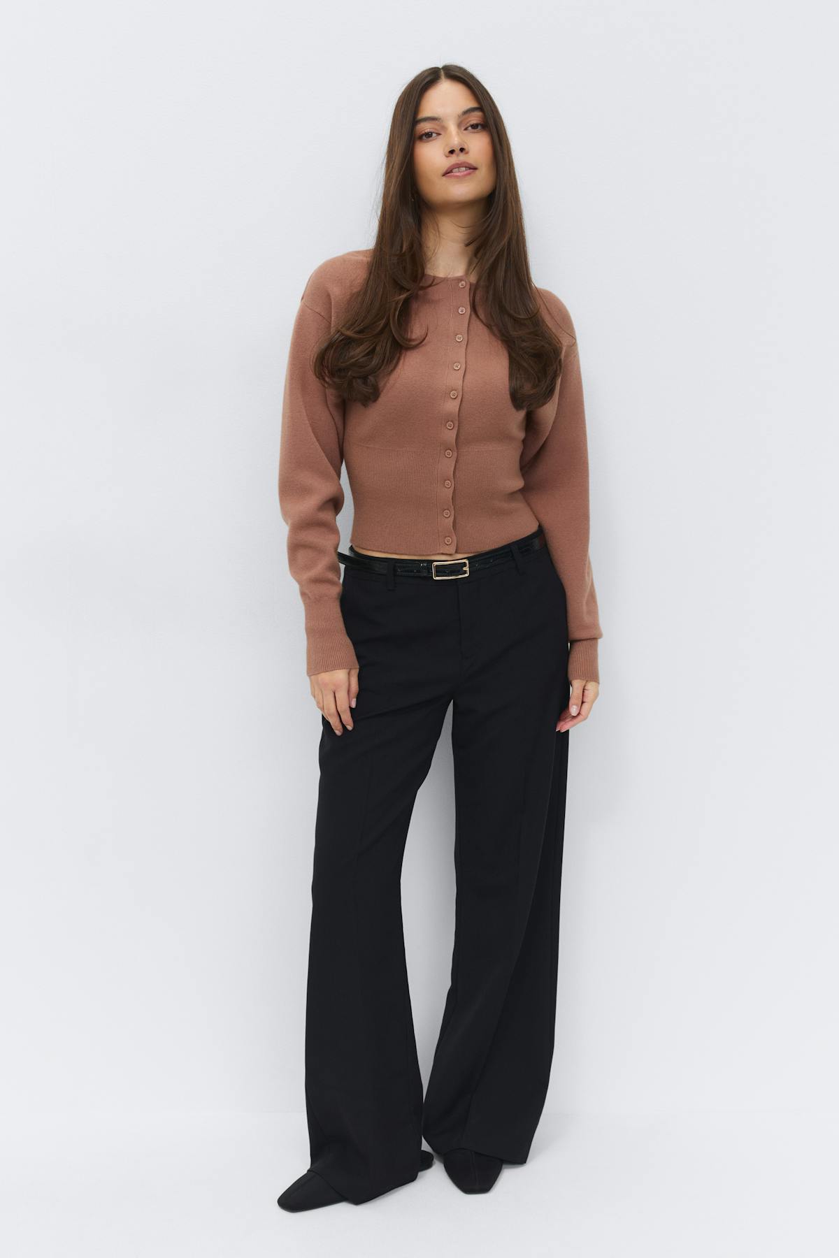 Shaped knitted cardigan - Cashmere blue
