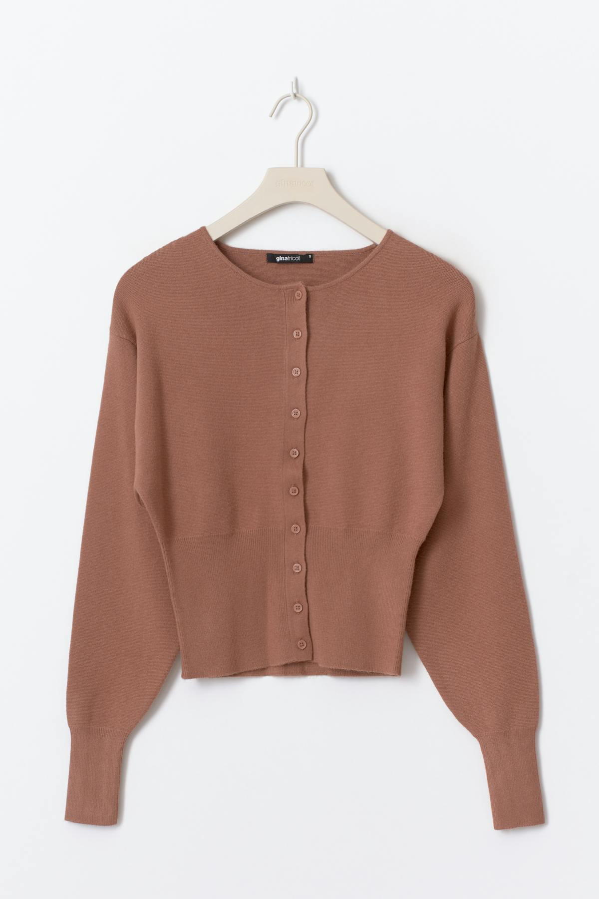 Shaped knitted cardigan - Mid grey mel