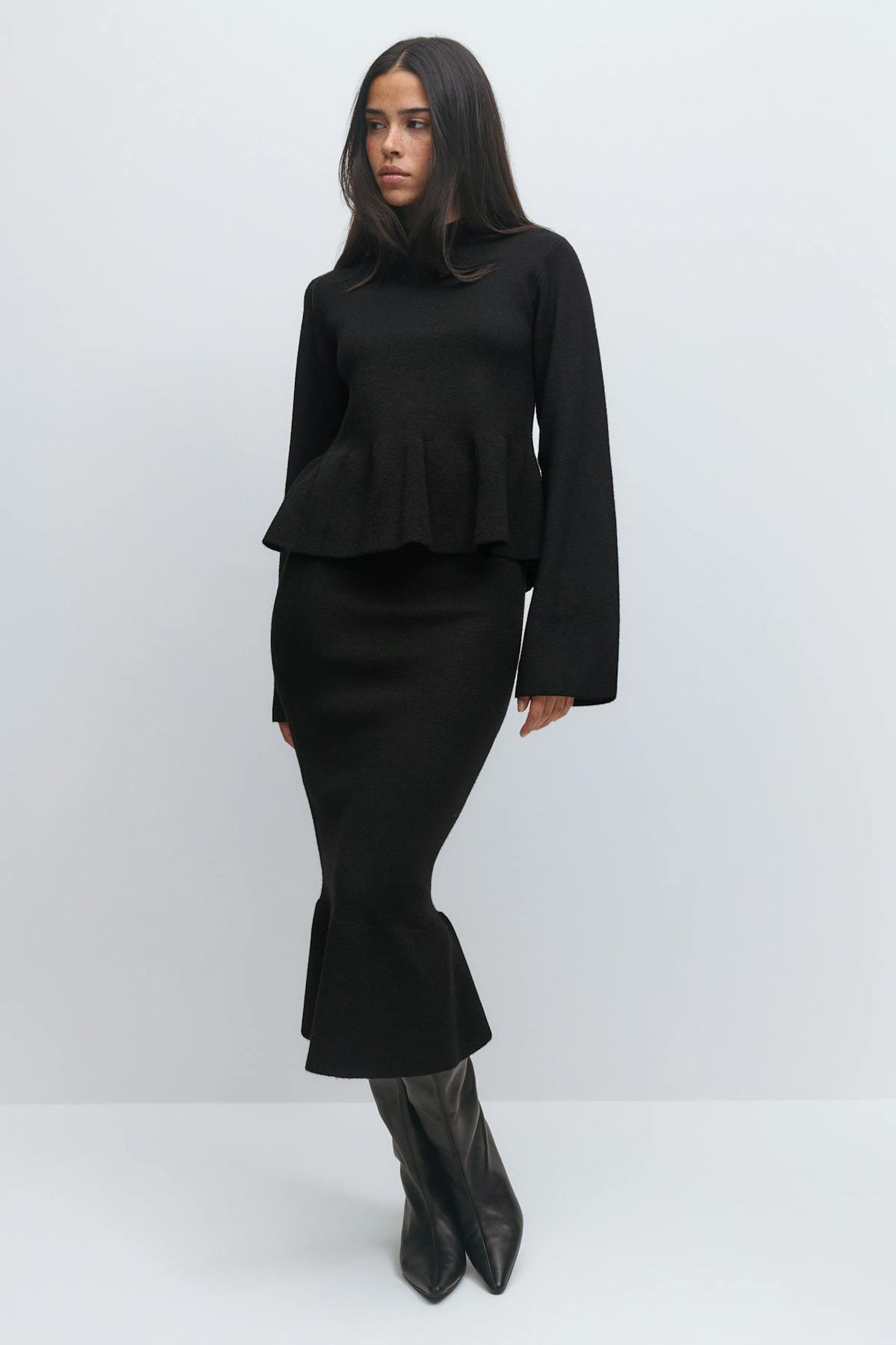 Knitted peplum skirt - Noir