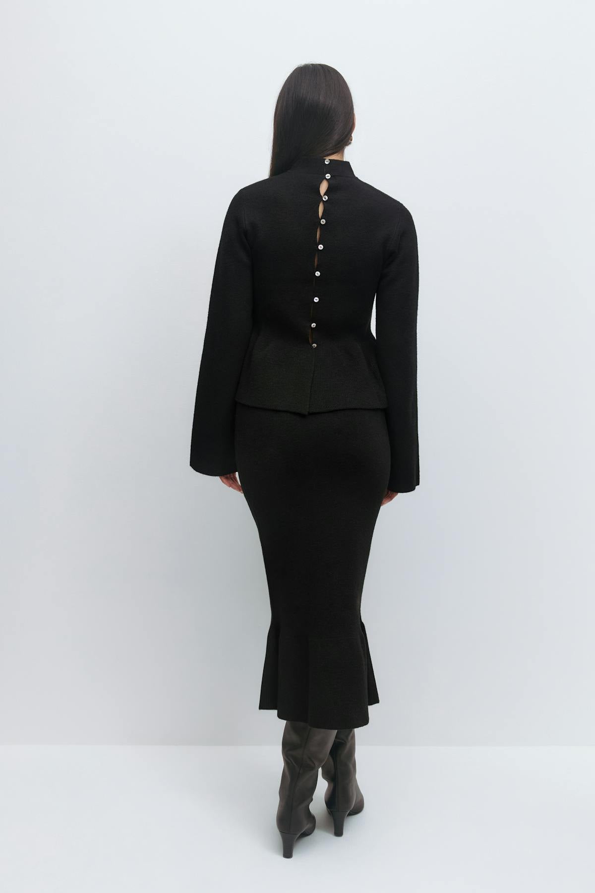Knitted peplum skirt - Noir