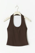 Yoga halterneck top - Seal brown