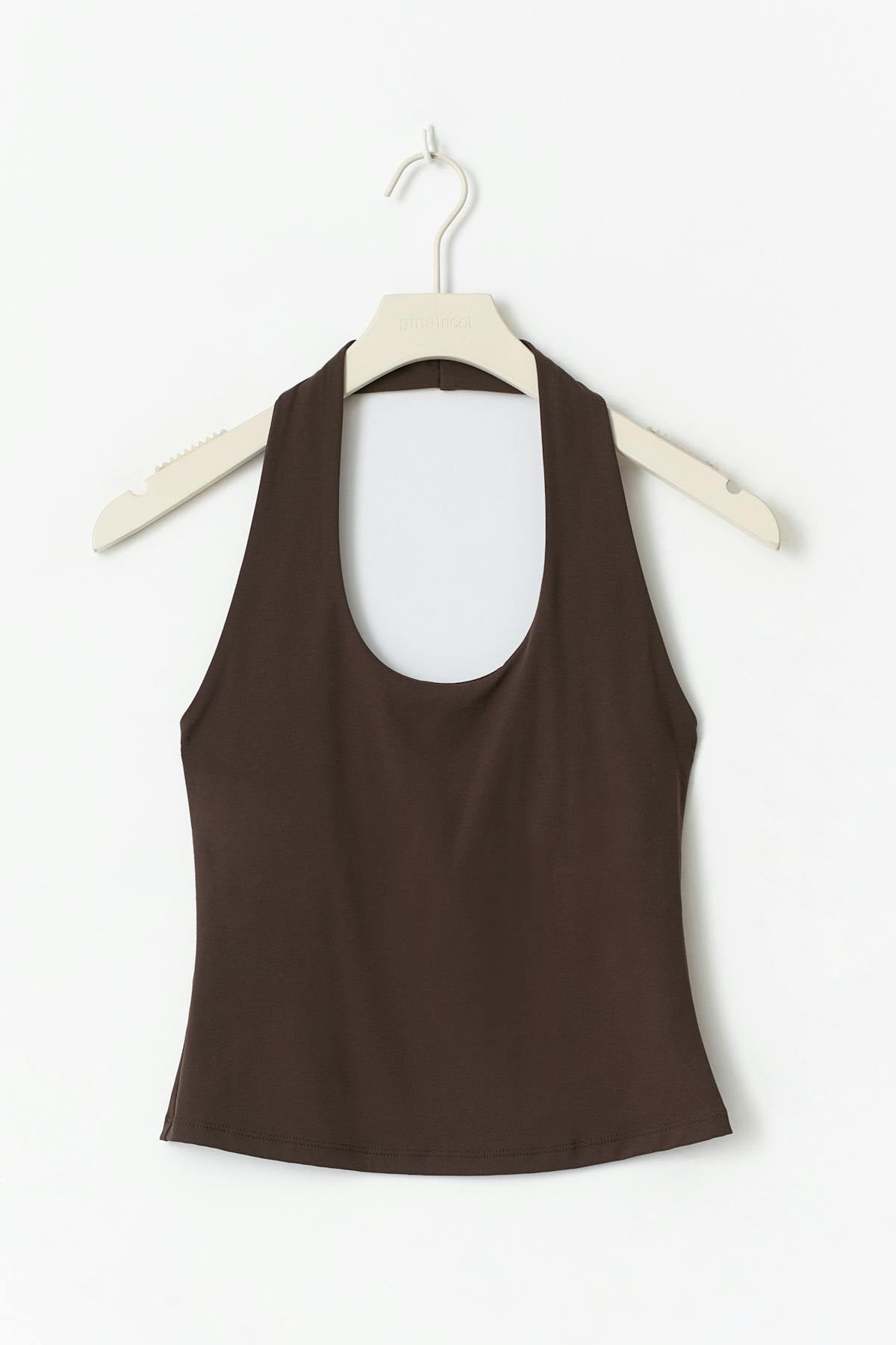 Yoga halterneck top - Seal brown