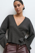 knitted wrap cardigan - Bordeaux foncé