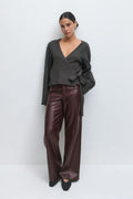 knitted wrap cardigan - Bordeaux foncé