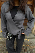 knitted wrap cardigan - Bordeaux foncé