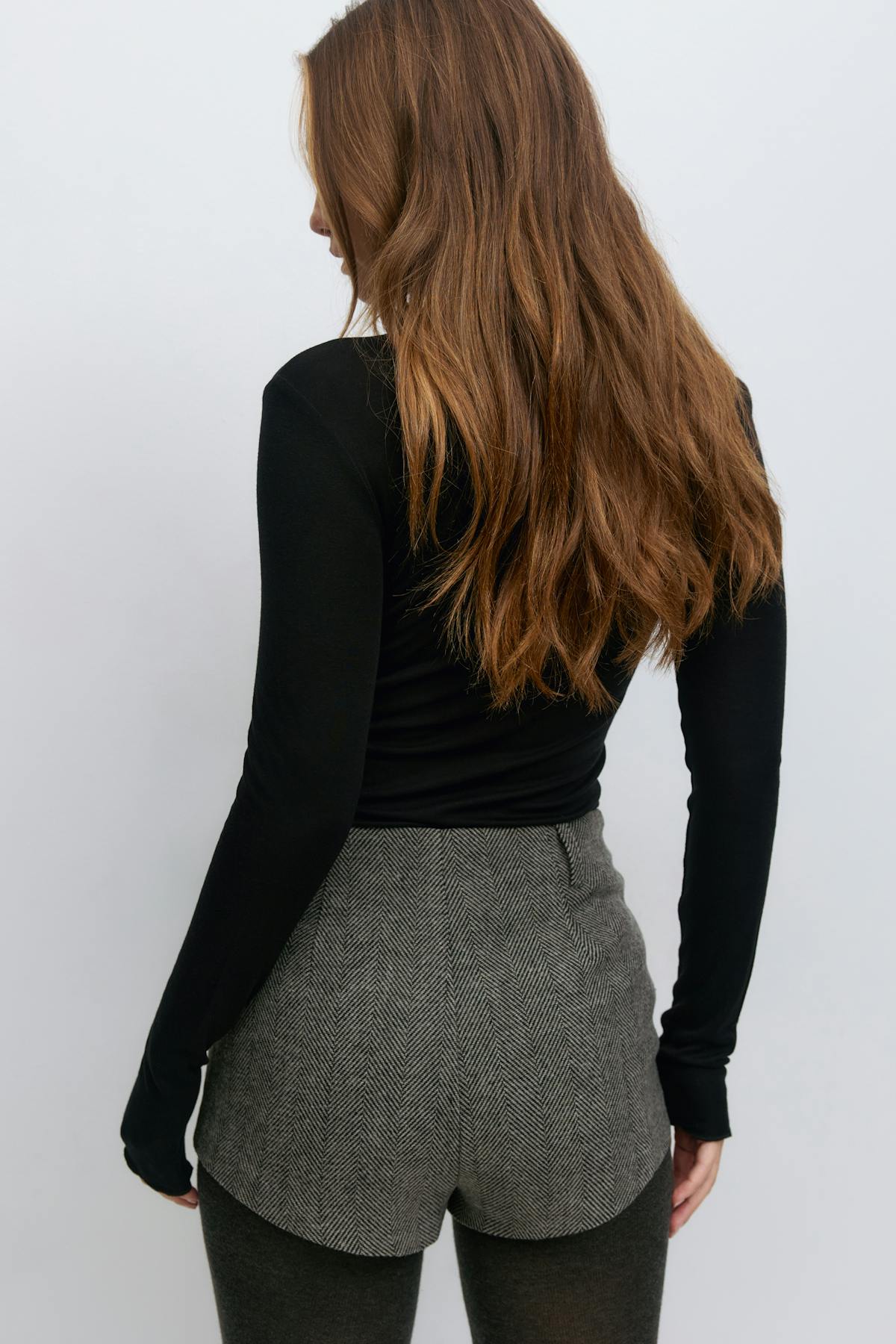 Herringbone mini shorts - Gris