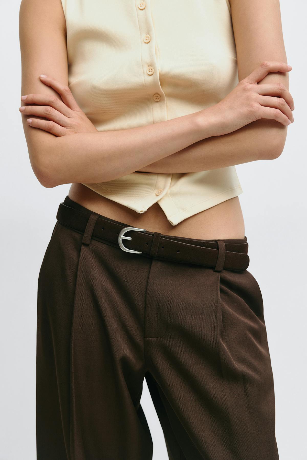 Suede belt - Marron foncé