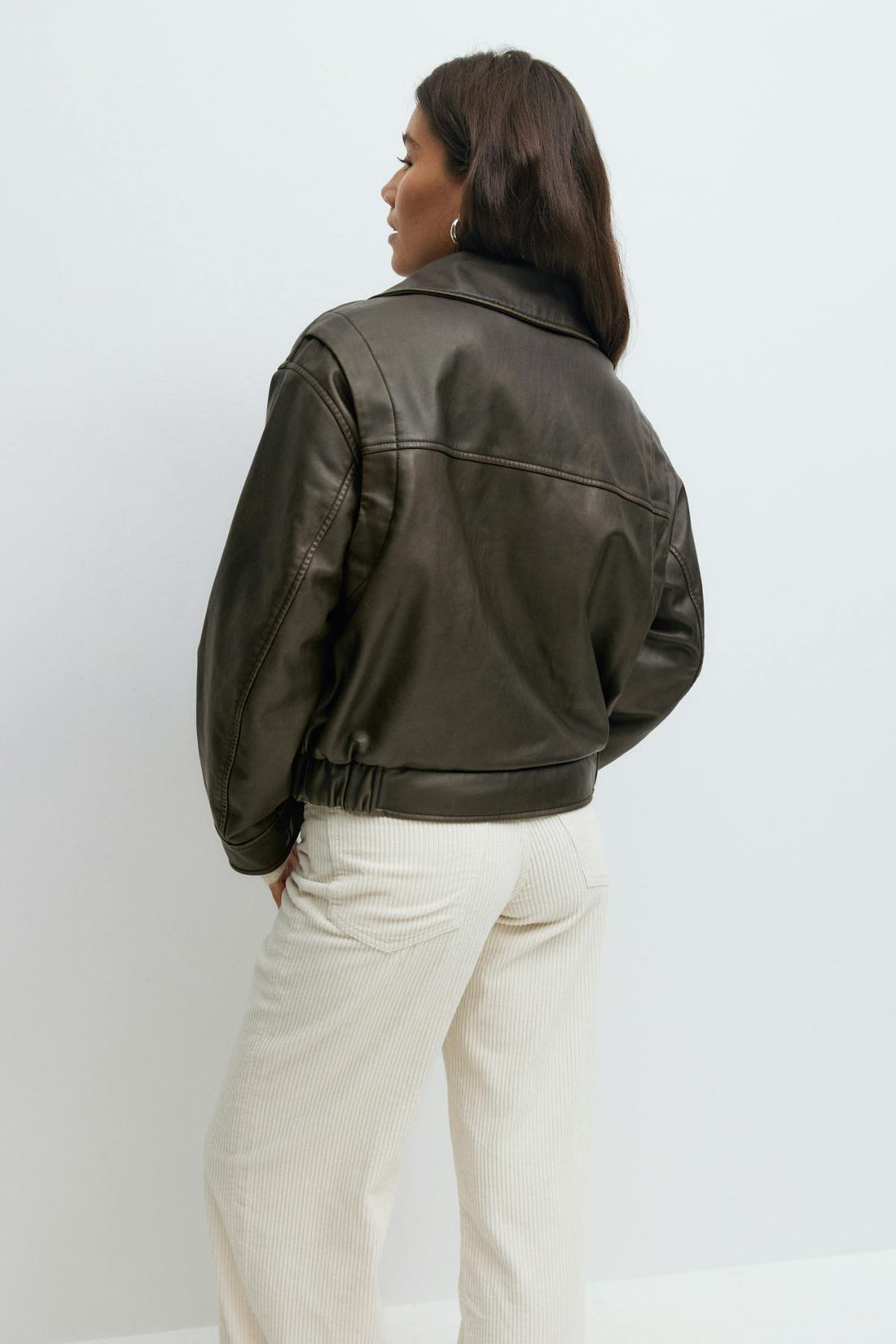 Distressed pu jacket - Marron foncé