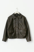 Distressed pu jacket - Marron foncé