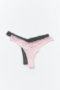 2-pack soft lace detail thong - Multi pink
