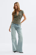 Short sleeve top - Blue check