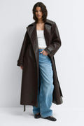 Belted pu trench coat - Noir