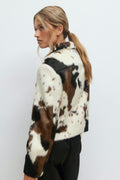 Faux fur cow print jacket - Cow aop