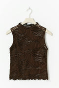 Funnel neck lace top - Marron foncé