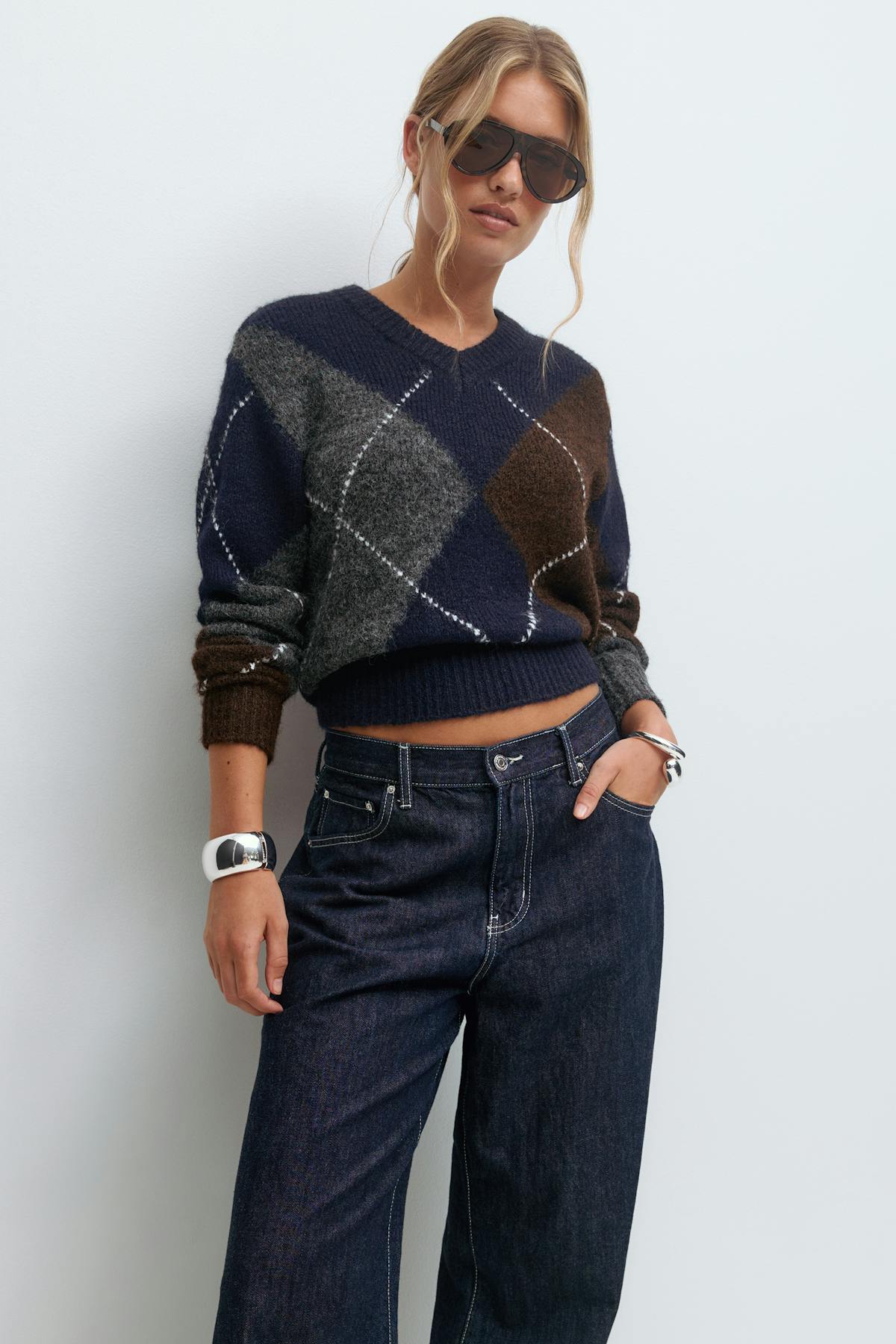 Argyle knitted sweater - Check