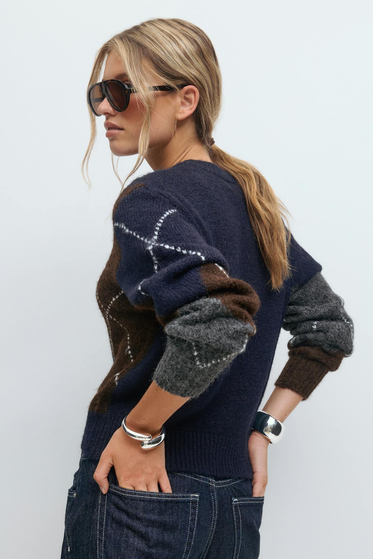 Argyle knitted sweater - Multicolore