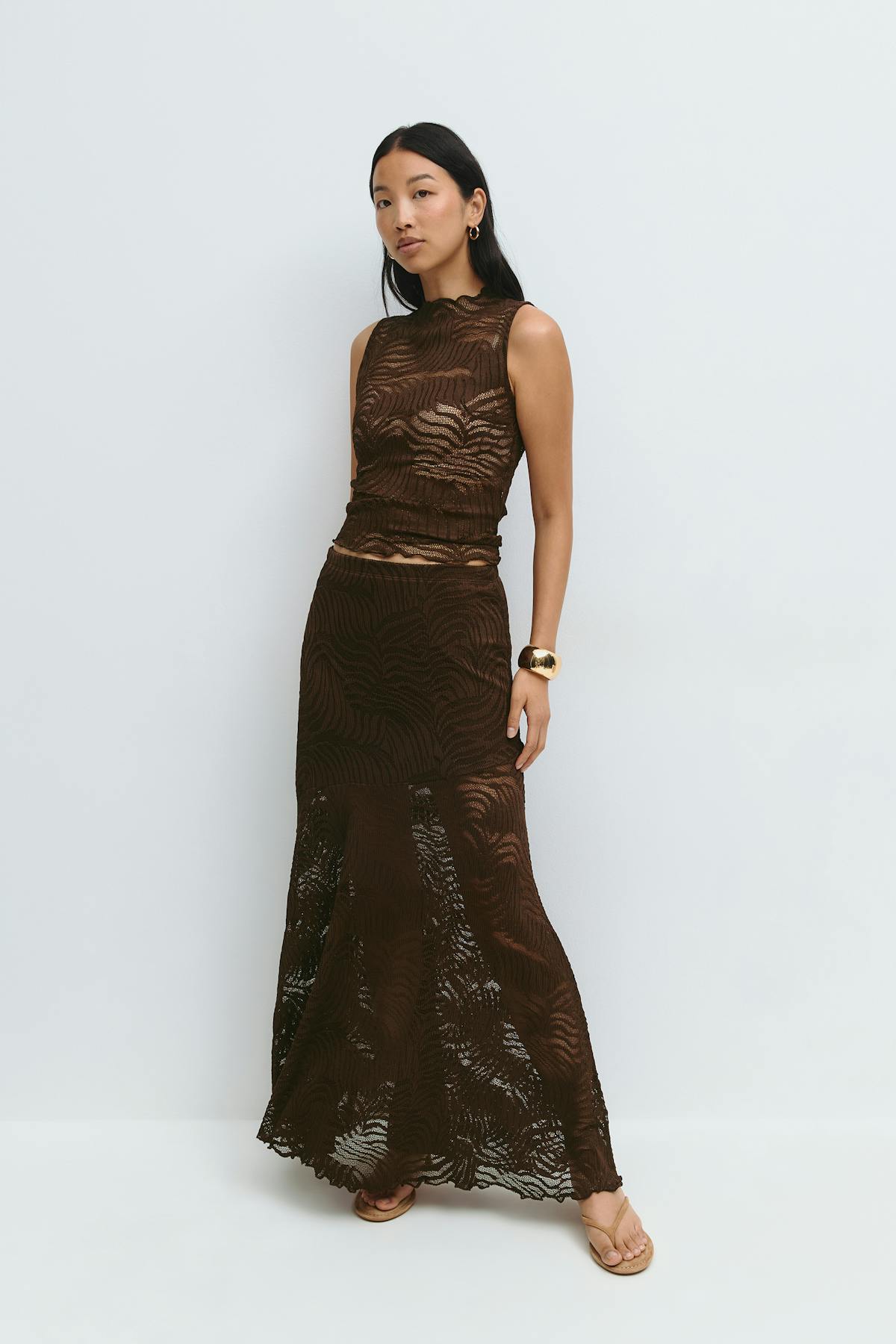 Lace maxi skirt - Noir