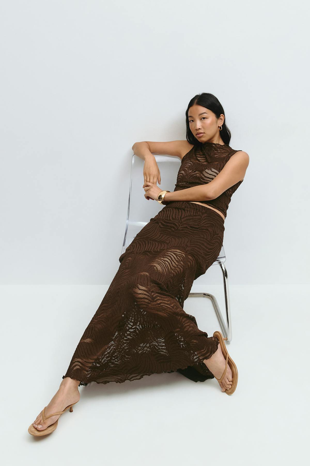 Lace maxi skirt - Haute red