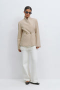 Shaped wool blend jacket - Sand beige