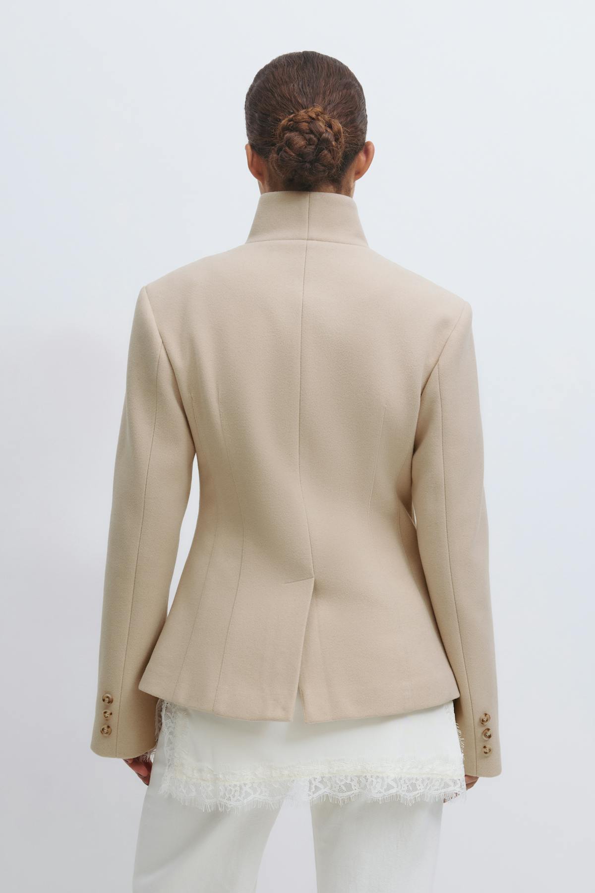 Shaped wool blend jacket - Sand beige
