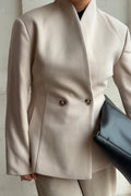 Shaped wool blend jacket - Grey melange