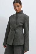 Shaped wool blend jacket - Grey melange