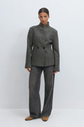 Shaped wool blend jacket - Grey melange