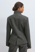 Shaped wool blend jacket - Grey melange