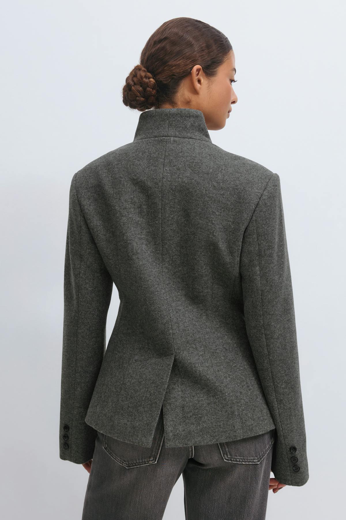 Shaped wool blend jacket - Grey melange