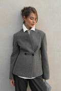 Shaped wool blend jacket - Noir