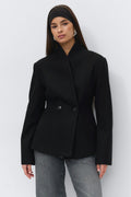 Shaped wool blend jacket - Noir