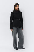 Shaped wool blend jacket - Noir