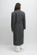 Shaped long coat - Dk grey melange