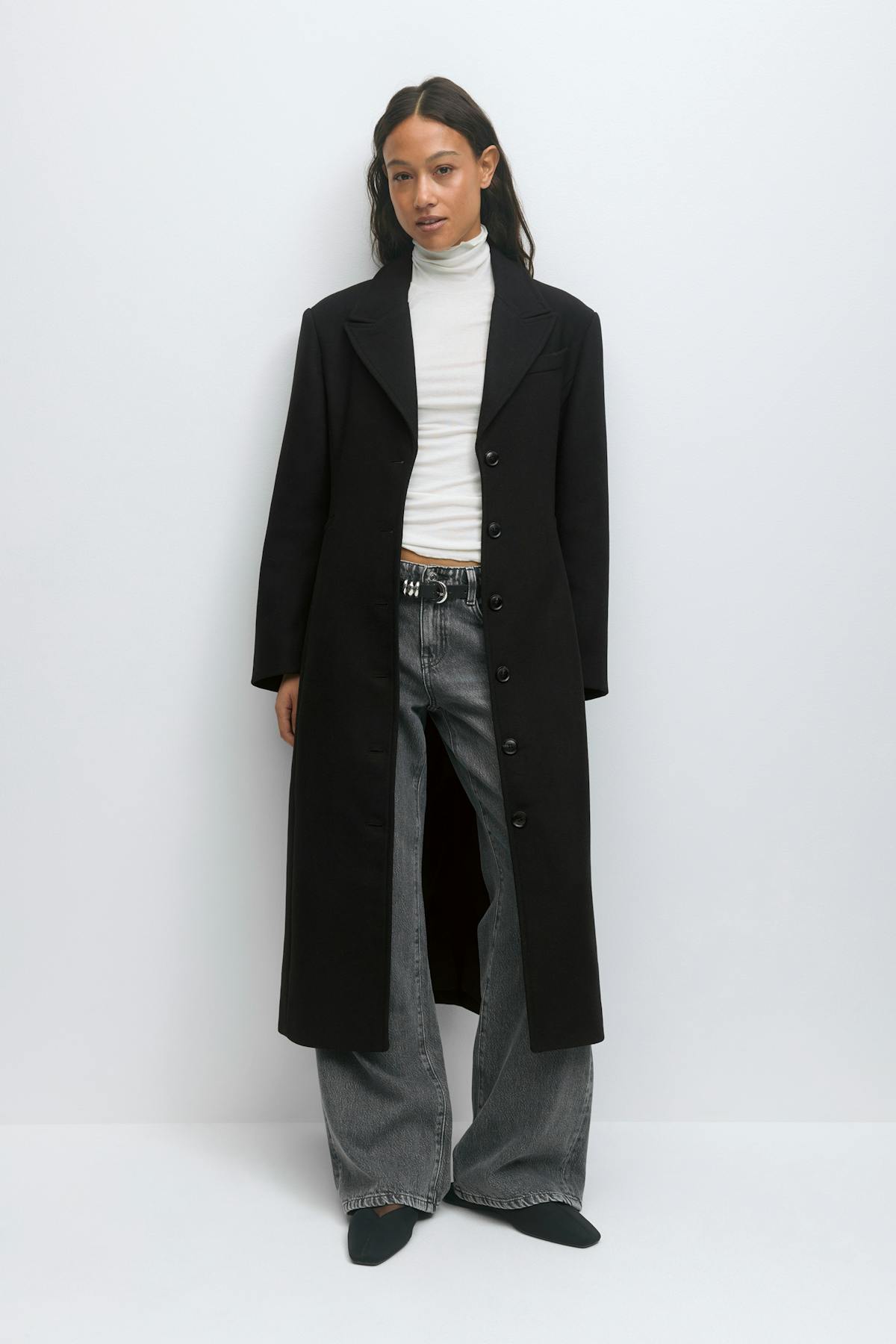 Shaped long coat - Noir