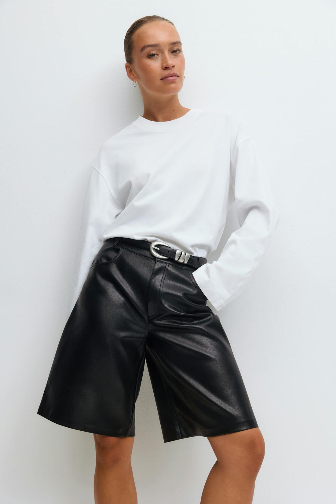 Pu bermuda shorts - Noir