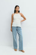 Halterneck tie top - Crème